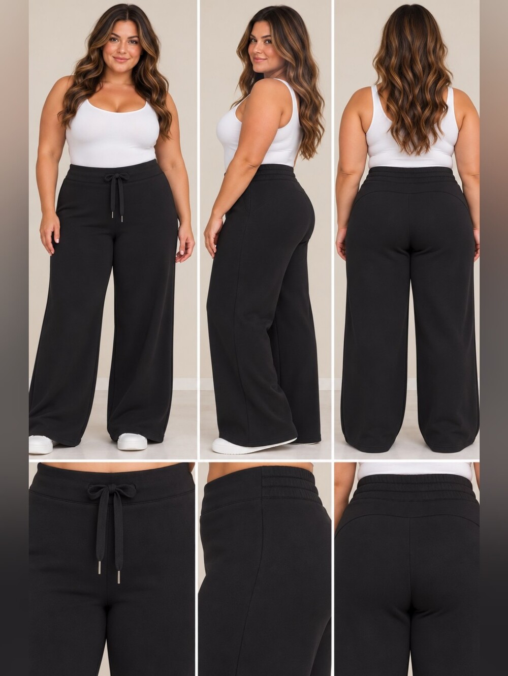Spanx AirEssentials Wide Leg Drawstring Sweatpants - Black